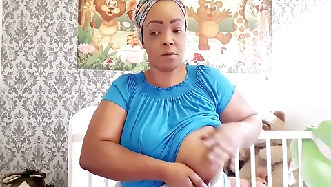 Nigerian Step mom Shows How To Massage And Milk Her Huge Udders