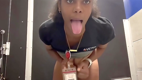 Ebony brunette with big boobs shows her beautiful body