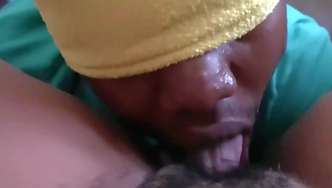 Cunnilingus and cum on hairy pussy in an amateur video