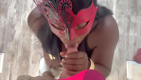 Ebony brunette with big boobies sucks and fucks her step dad