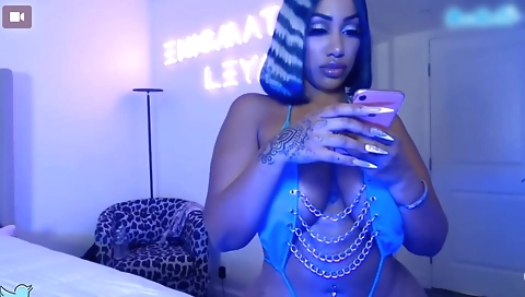 Katt leyah gets naked and touches her shaved pussy