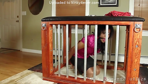 Ebony milf rides a cock in bondage in homemade porn