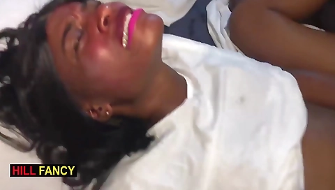 Ivory girl is horny on a big hard, hairy penis