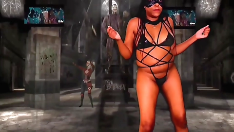 Ebony brunette with a hairy pussy takes off her lingerie