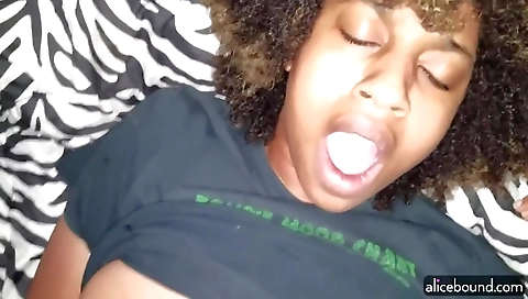 My black and ebony friend plays with my hairy cunny