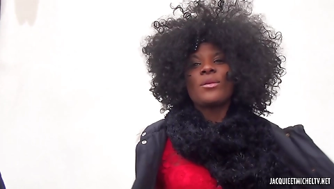 Two black guys are fucking a white girl in stockings