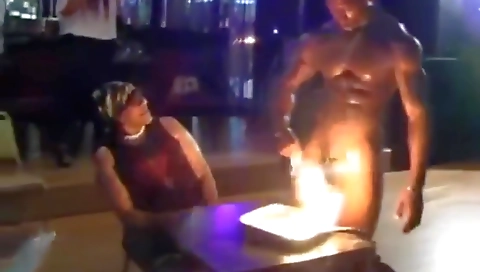 Horny ebony milf sexing with a group of horny bitches