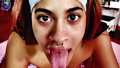 Busty brunette beauty fucked on the couch in homemade video