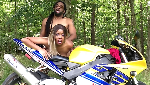 Ebony ebony babe and her black partner fucked outdoors