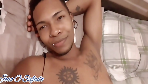 Busty ebony hottie in black lingerie and sexy tits