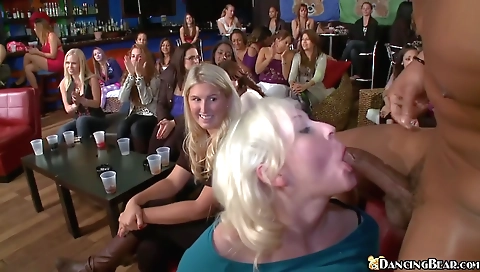 Blonde black stripper and her blonde lover have interracial sex