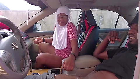 Horny amateur milf in car with a big ass and big boobs