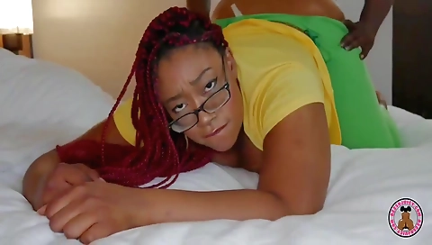 Ebony with big boobs gets pounded in a homemade film