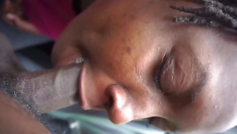 Ebony pornstar deepthroat and mouth eating her pussy