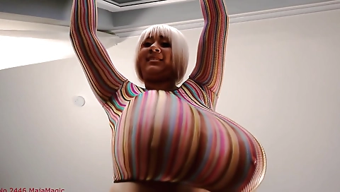 Blonde beauty in black ponytailed is wearing a black dress